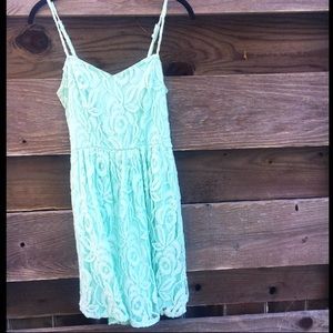 Blue Lace Dress with Pockets